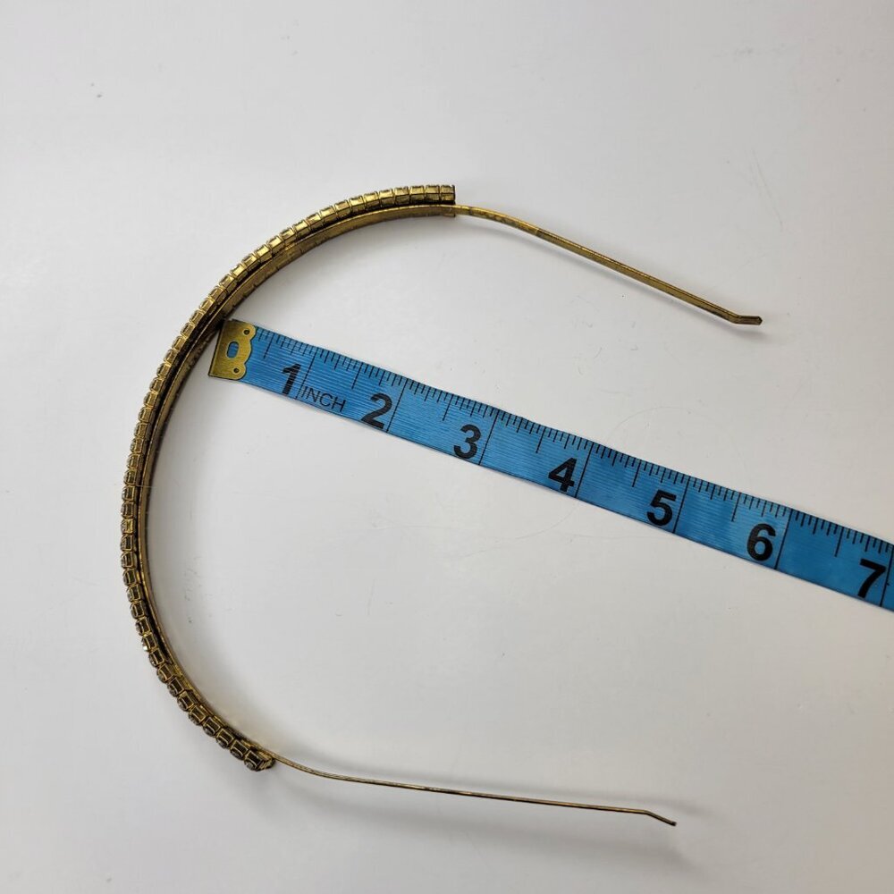 Gold Metal Simple Rhinestone Head Band - Picture 8 of 10
